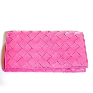 ** Intrecciato Large Flap Wallet Pink (fuchsia hue) w/silver hardware wallet